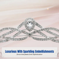 Korean Style Headband, Zircon Inlaid Alloy Bridal Hairpiece, Elegant Wedding Tiara for Women, Photography, Party