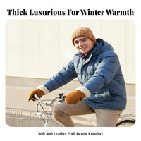 Thickened children's Thick Mittens Warm Suede and Sherpa Mittens Windproof for Students, Kids 5+, Cycling, Cold Weather, Driving