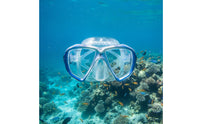 Diving Facepiece with Hardened Glass Leak-Watertight Two-Lens Underwater Eyewear Anti-Fog Goggles for Snorkelers, Swimmers, Snorkeling, Sea