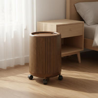 Large Capacity Wood Grain Trash Can Rustic Design Faux Wood Trash Can Easy to Clean Round Waste Bin Long-Lasting for Bedroom, Bathroom, Living Room, Office