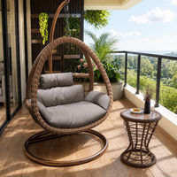 Hanging Chair Indoor Outdoor Use Single Person Rotating Metal Frame With Table