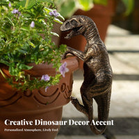 Dinosaur Pot Climber Creative Design Flower Pot Hanging Dinosaur Cute Climbing Theropod Statue for Plant Lovers, Gardeners, Patio, Balcony