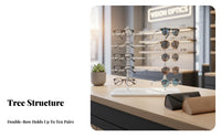 10 Pair Glasses Display Simple Stand To Install 10-Pair Sunglasses Stand Space-Saving 2-Row Eyeglass Rack for Opticians, Retailers, Retail Store
