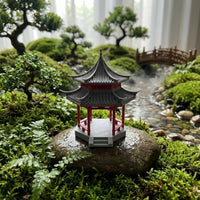 Two-Tier Chinese Pavilion with Pagoda Roof Ornate Pavilion Model Hexagonal Miniature Pagoda Traditional for Collectors