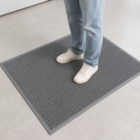 Outdoor Door Mat, Heavy Duty Synthetic Material Doormat, Non-Slip Grey Striped Entrance Mat, SUNLIGHT-RESISTANT for Garden & Patio