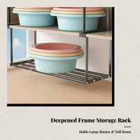 Bathroom Storage Rack, Stainless Steel Wash Basin Organizer, Layered Shelf, Fixed Frame, Anti-Tip