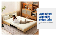 Hardwood Folding Sofa Bed, Chenille, Convertible Sleeper, Armless, Storage, Space-Saving, Small Apartment, Living Room, Balcony, 2025 New
