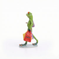 Frog Figurine with Shopping Bags Funny Animal Collectible Lively Statue for Shelf