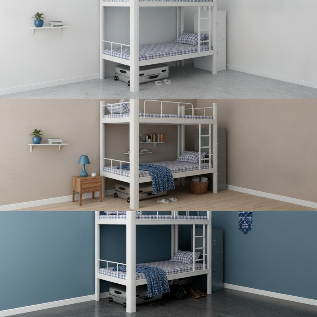 Metal Bunk Bed Space-Saving Bunk Bed Frame Heavy Duty for Students, Teens, Dormitory, Bedroom, Apartment