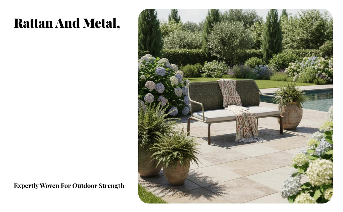 4 Pieces Rattanand aesthetic Weave 4-Piece Woven Sofa and Chair Set Nordic Design Loveseat, Armchairs and Table Set Weather-Resistant Outdoor Furniture luxuriously soft pads for Apartment Dwellers, hosts, Balcony, Terrace, Patio, Courtyard