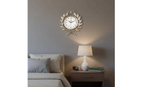 Leafy Wreath Noiseless Quartz Wall Timepiece Non-Ticking Ornate Wall Timepiece Vintage Design Time Display Easy to Hang
