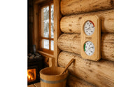Combined Function Sauna Thermometer Hygrometer 2 in 1 Wooden Sauna Thermometer Easy to Read Temperature and Humidity Meter for Spa Owners, Steam Room