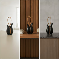 Resin Vase with Handle Sculptural Double Bottle Vase Lightweight for Living Room, Bookshelf