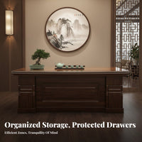 managerial Desk with Side Cabinet Walnut workplace tint Furniture New Chinese design Workstation for Business Owners, Professionals, Study Room