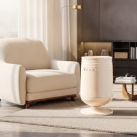Trash Can with Lid Cylindrical Hinged-Lid Bin Modern Pedestal Trash Can for Washroom, Office, Bedroom