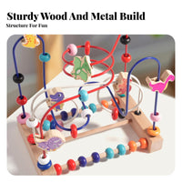 Educational Wooden Bead Maze Toy Develops Fine Movement Skills Wooden Bead Maze Improves Hand-Eye Coordination Toddler Learning Toy & Safe for Toddlers, Infants, Preschoolers, Nursery, Daycare, Playroom, Preschool