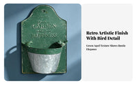 Metal Hanging Planter Embossed Lettering Wall Flower Basket Arched Top Decorative Plant Holder