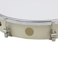 Wooden Tambourine White Drumhead Tambourine with Metal Discs Crisp Clear Percussive Sound Instrument
