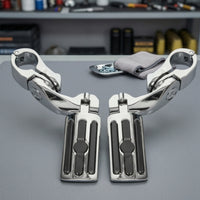 Foot Pegs with Mounting Brackets Rubber-Treaded Motorcycle Foot Pegs Black Footrest Mounting Hardware Kit for Riders, Motorcyclists