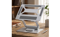 Laptop Stand with Docking Station Low-Profile Multiport Adapter Ergonomic Computer Riser with Docking Station for Students, Home Office, Desk