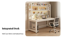 Study Desk with Pegboard Multi-Functional Storage Desk and Bookshelf Combo Space-Saving Design Workstation for Students, Adults, Dorm Room, Bedroom