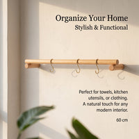 Bedroom Hook Rack Crafted from Solid Beech Wood for Home Organization, 4 Coat and Key for Wall