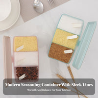Multi-Compartment Seasoning Box Compartmentalized Design Divided Seasoning Holder with Lid Space Saving Divided Condiment Jar with Spoons