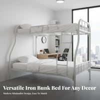 Metal Bunk Bed Reinforced Structure Steel Bunk Bed Frame Guardrail Bedroom Furniture for Students, Workers, Dorm Room, School, Rental Apartment