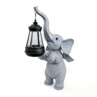 Cage-Style Elephant Statue with Lantern Carved Elephant Garden Sculpture Weather-Resistant Garden Ornament with Lantern Sturdy for Gardeners