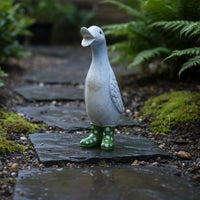 3 Pieces Whimsical Design Spotted Boot Duck Ornament Indoor Outdoor Decor Ducks Wearing Rain Boots Duck Family Statue for Garden, Bookshelf, Desktop, Living Room