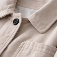 Women Overshirt Long Sleeve Button Up Jacket in Blend Material, Casual with Turn Down Neckline and Pockets