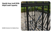 Arched Design Garden Arch with Bench European Design Climbing Plant Arch Bench Weather-Resistant Wrought Iron Archway Seat High Backrest for Homeowners, Event Planners, Balcony, Patio, Backyard, Wedding