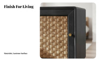 Modern Minimalist and design Rattan Drawer Nightstand Space-Saving Bedside Table sturdy Wood Feet Household Furniture Easy Assembly for Apartment Dwellers, residents, Interior Design fans, Bedroom, Small areas, Office