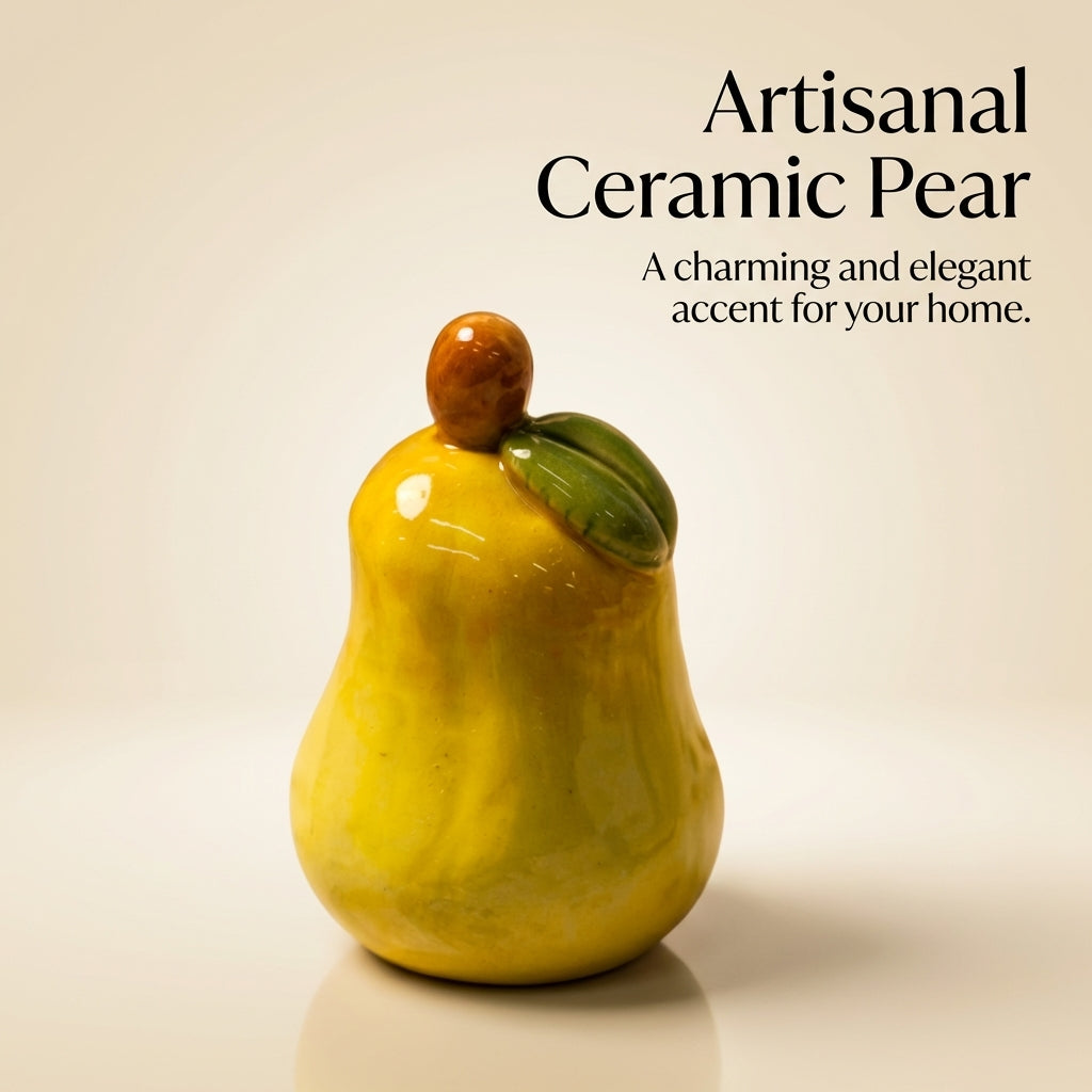 Ceramic Pear Figurine Home Decoration for Living Room Decor, Realistic Fruit Ornament for Shelf Display, Porcelain Material Gift