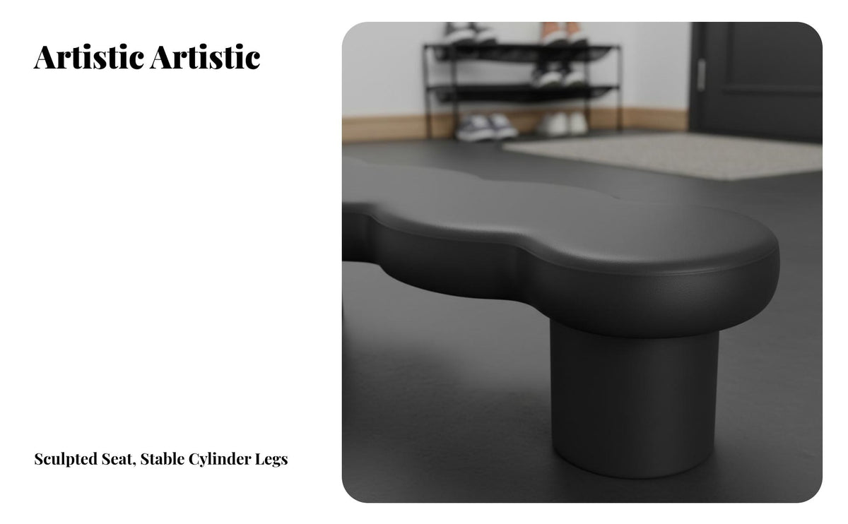 Padded Highlight Bench Upholstered Design billowyShaped Seat Luxuriously Soft Upholstery Long Stool for Homeowners, Interior Designers, Bedroom