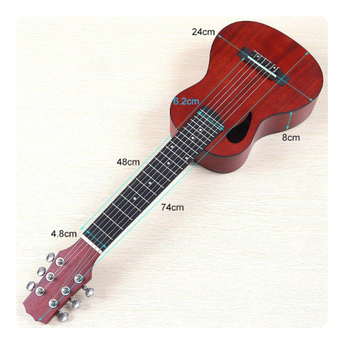 Mini 30-Inch Guitarlele Portable Guitarlele with Slotted Headstock Compact Hybrid Guitar for Beginners