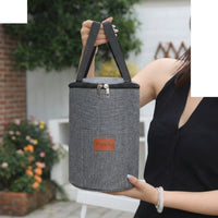 Lunch Bags for Women with Thickened Oxford Cloth, Cylindrical Handheld Cool Bag for School Picnic, Aluminum Foil Lining Lunch Box Bag, 3 Pack