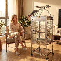 Bird Cage for Living Room, Monk Bird Viewing Cage, 304 Stainless Steel, Durable, Easy to Clean, Anti-Scatter