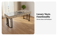 Sintered Stone Computer Desk Multi-Functional Sintered Stone Writing Desk Scratch Resistant Top Luxury Vanity Table for Professionals, Women, Bedroom