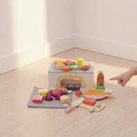 Kids BBQ Grill Playset Wooden-Look BBQ Grill Playset Freestanding for Toddlers