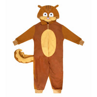 Kids Squirrel Costume Squirrel Role-Play Outfit Front Zipper Soft Animal Pajamas for Halloween