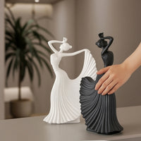 2 Pieces Artistic Dancer Figurine Modern Dancing Figurine Pleated Abstract Woman Statue Decorative for Art Lovers, Homeowners, Tabletop, Living Room, Entryway, Shelf