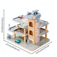 Pastel Wooden Parking Garage Playset Parking Garage with Ramps Smooth Play Set Compatible for Children, Toddlers, Daycare