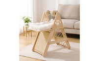 Wooden Cat Tree with Cushioned Perch Space-Saving Cat Climbing Frame Cozy Pet Furniture Soft for Kittens