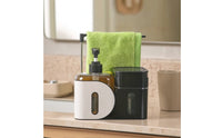 Countertop Sink Organizer with Pump Space-Saving Soap Dispenser with Towel Bar for Bathroom