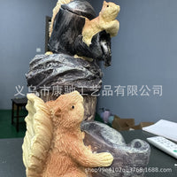 Resin Animal Figurine with Solar Water Feature
