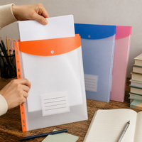 A4 Transparent Document Folder with Snap Button Closure and Card Slot, Multi-Color File Organizer for Students