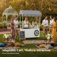 Long-Lasting Iron Frame Mobile Food Cart 360° Swivel Casters Rolling Market Stall Spacious Countertop Rolling Snack Stand Large Storage Space for Street Vendors, Small Business Owners, Event Organizers, Night Markets, Shopping Malls, Supermarkets