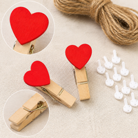 Wooden Clips Colorful Heart Photo Wall Decoration Craft Set for Kindergarten Classroom