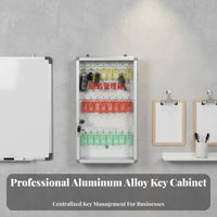 Lockable 48-Slot Key Lockbox Numbered Hooks Wall-Mounted Lockbox Color-Coded Labels Security Container Heavy-Duty Construction for Real Estate Agents, Property Managers, Car Dealership Personnel, Hotel, Home, Garage